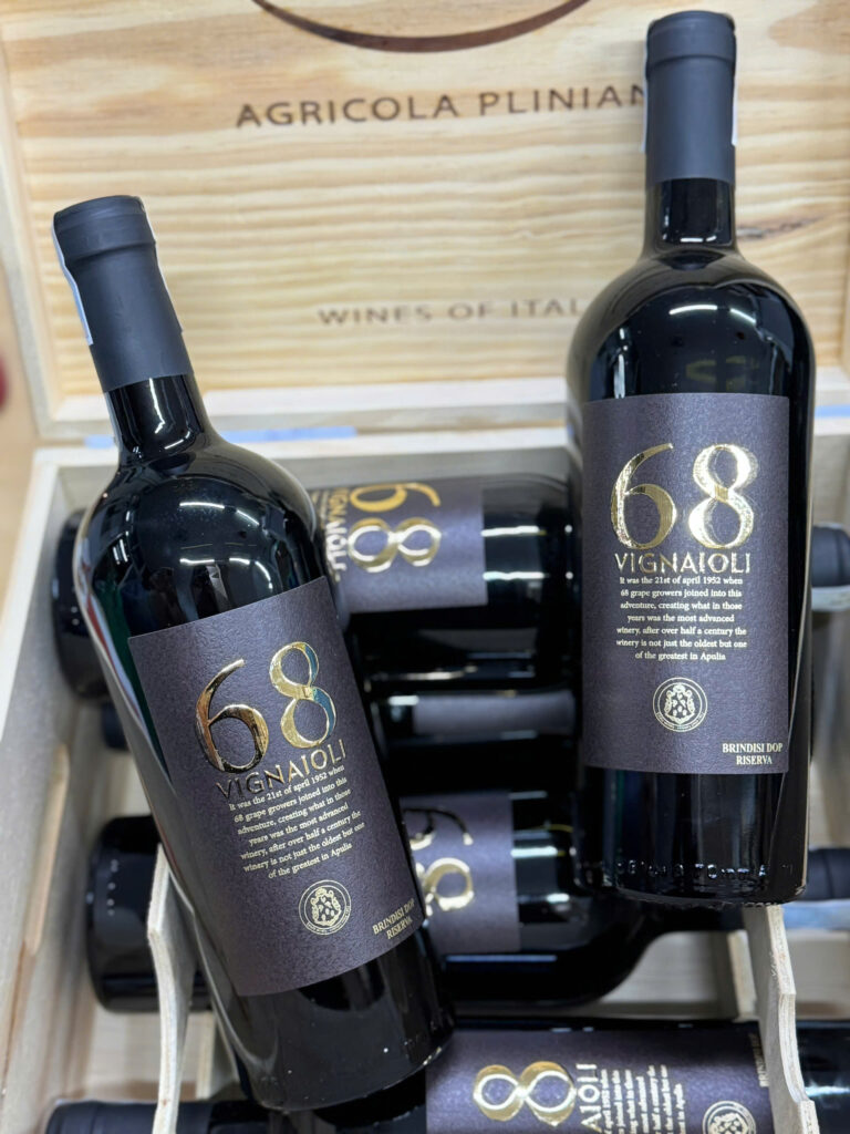 Vang Ý 68 Vignaioli Brindisi DOP Riserva trong hộp gỗ cao cấp