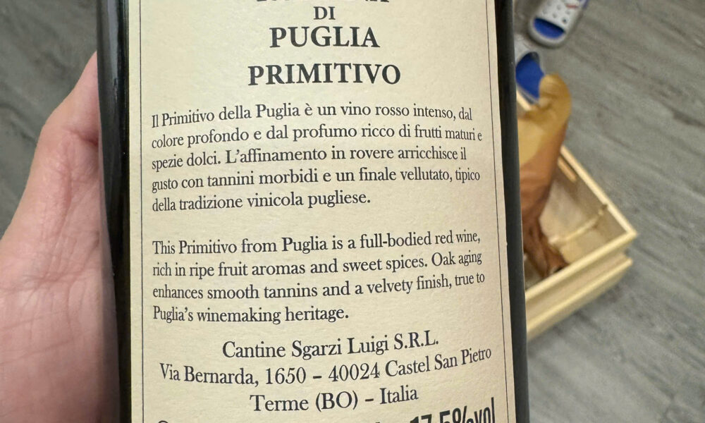 Rượu Vang Ý Rossana di Puglia Primitivo 17.5% chính hãng nhập khẩu từ Ý