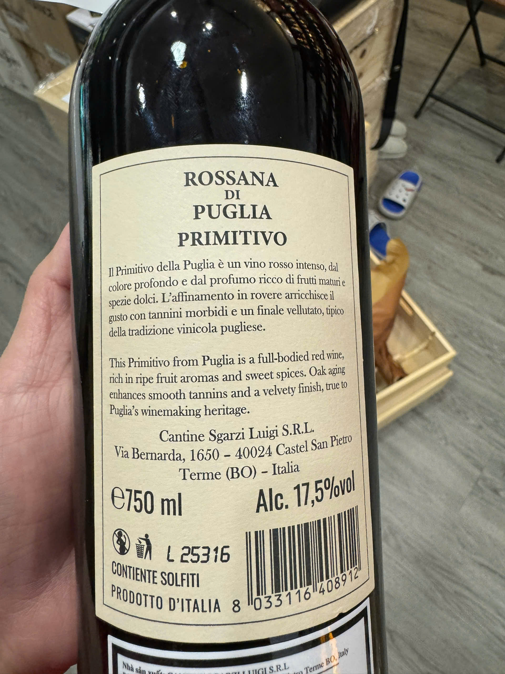 Rượu Vang Ý Rossana di Puglia Primitivo 17.5% chính hãng nhập khẩu từ Ý