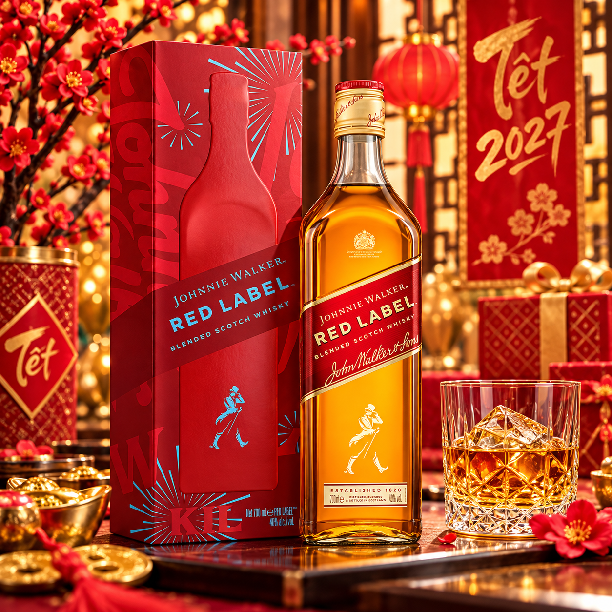 Johnnie Walker Red Label có vị gì – minh họa whisky Scotland với các nốt gia vị, trái cây và khói
